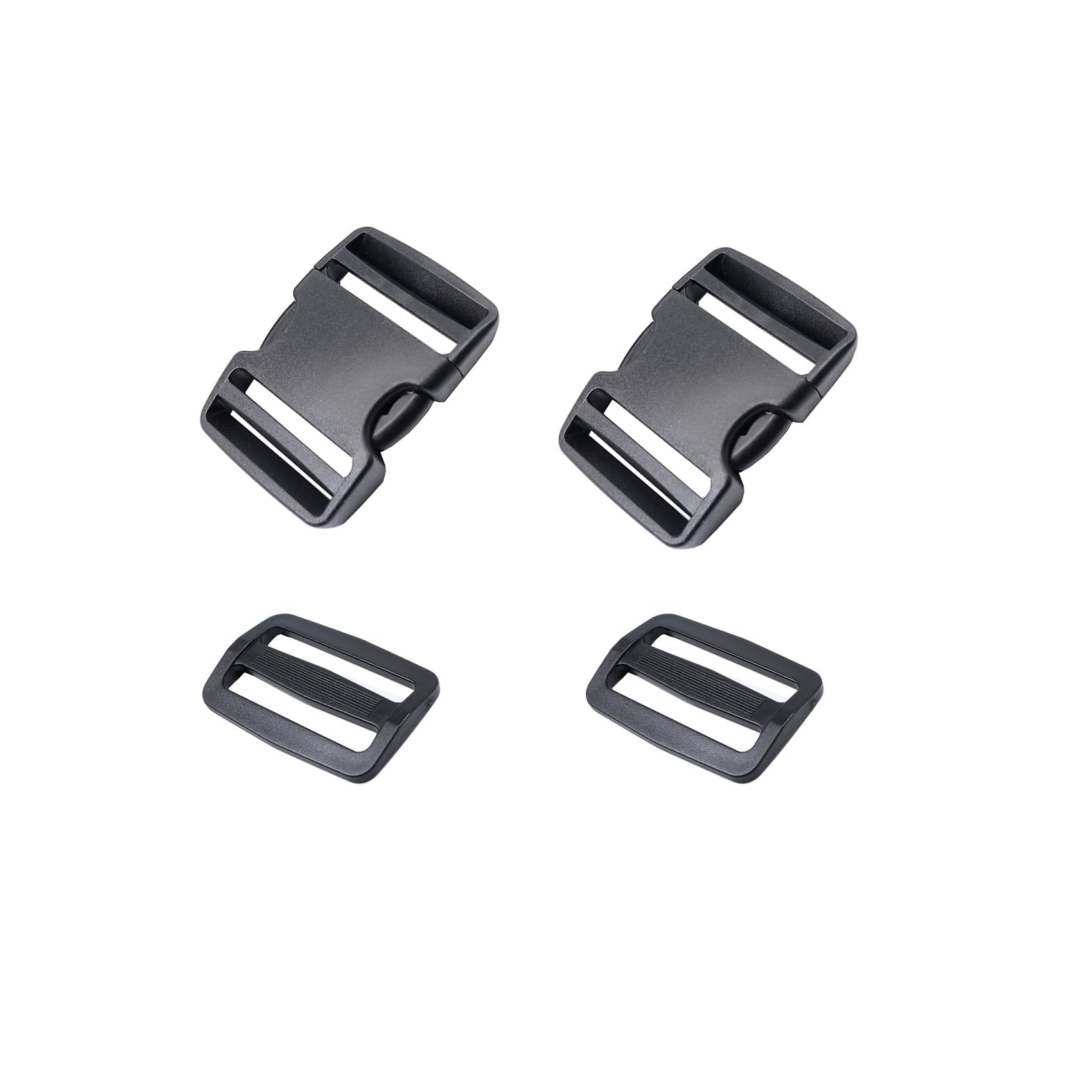 Ahijklmn Plastic Side Release Buckle clips + Tri Glide Slides Heavy Duty Plastic Strap Replacement Buckle Clips Snap Sliders for Backpack (50mm