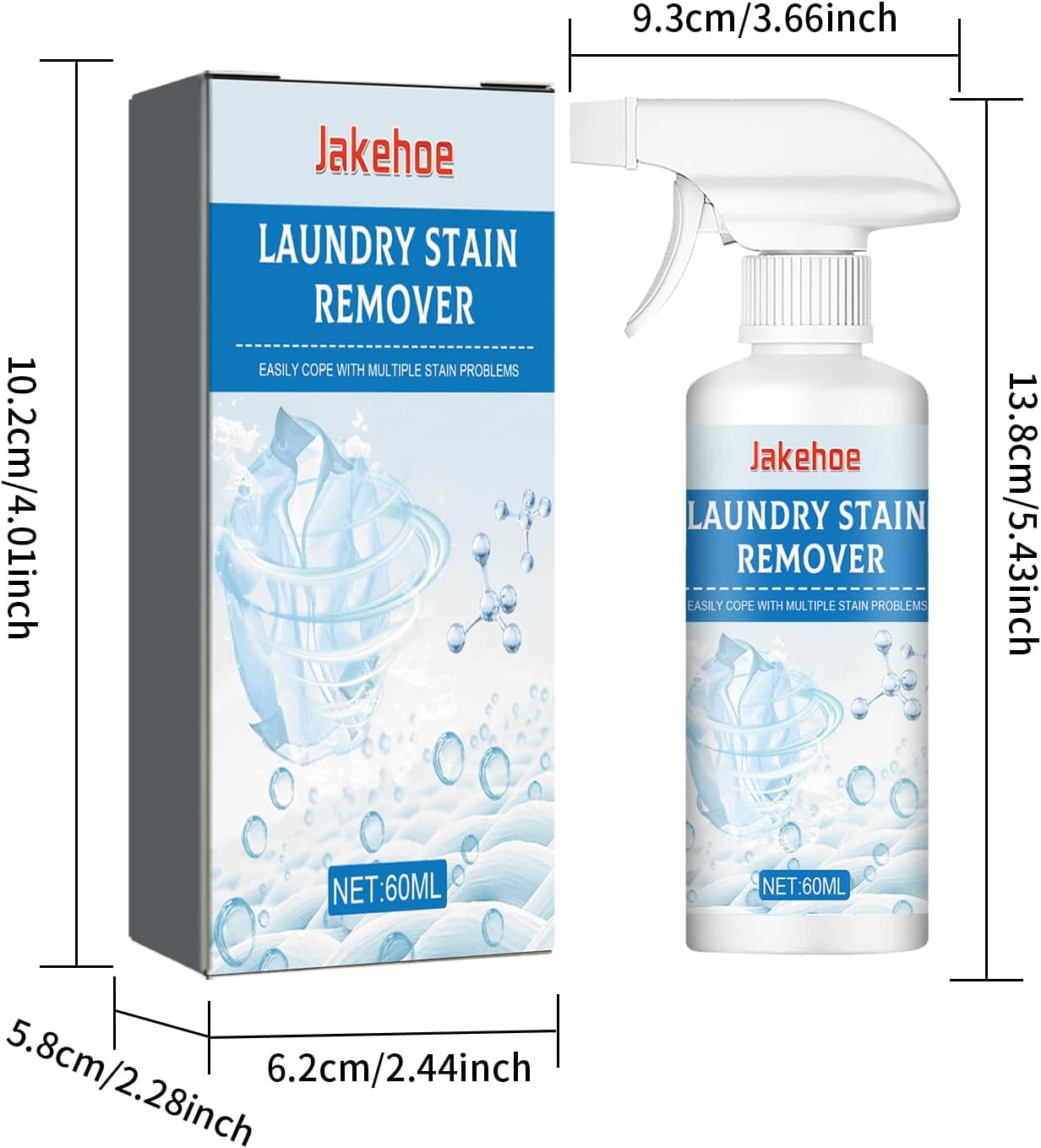 Laundry Stain Remover,2.03Fluid Ounces; Multi-Fabric Spray for Cotton, Polyester, Lace, Chiffon(2Pack)