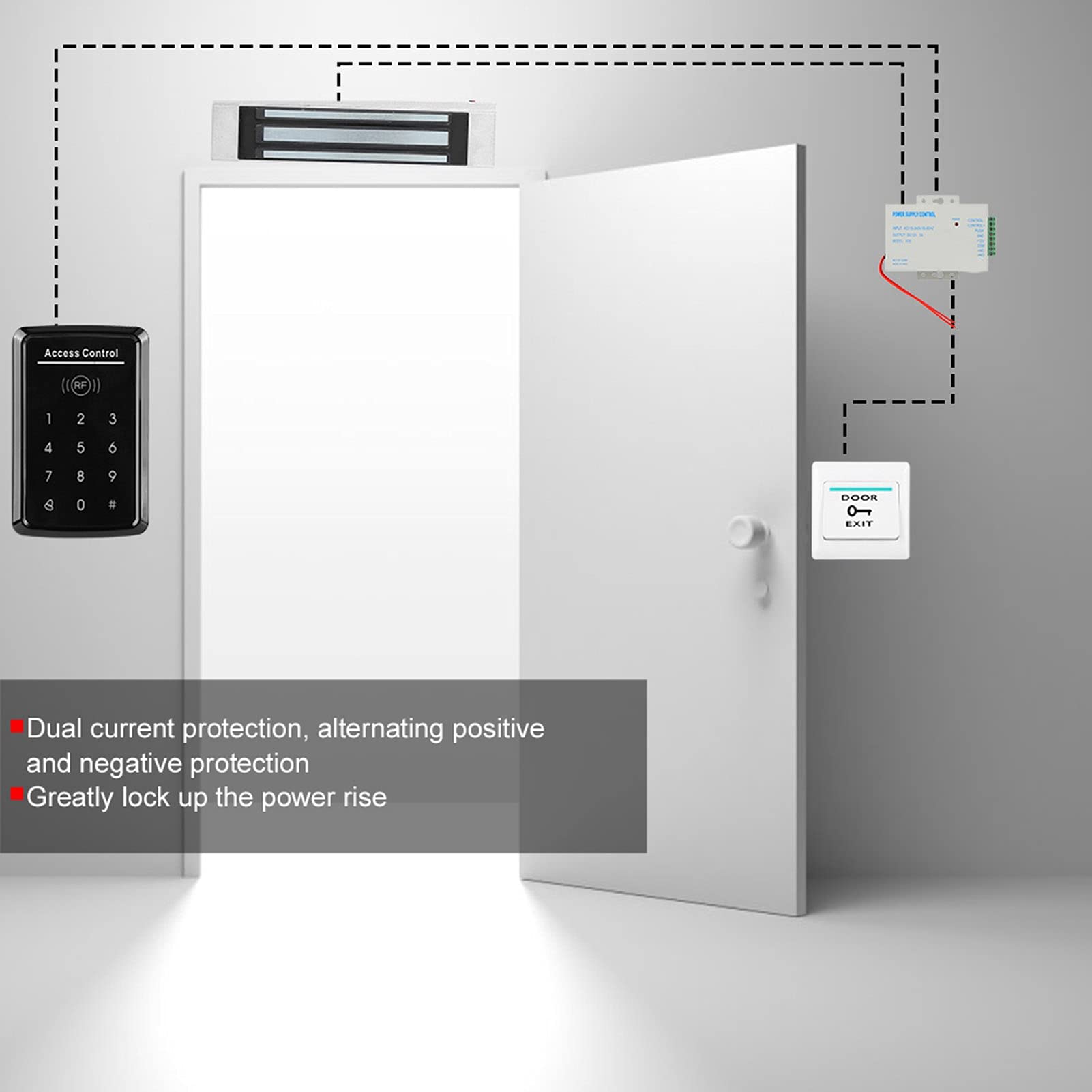 Système de contrôle d'accès Pas de Lecteur de Carte 125KHz, contrôle de Serrure de Porte à Clavier en T, Serrure électrique de 180KG avec Absorption Building Home rity
