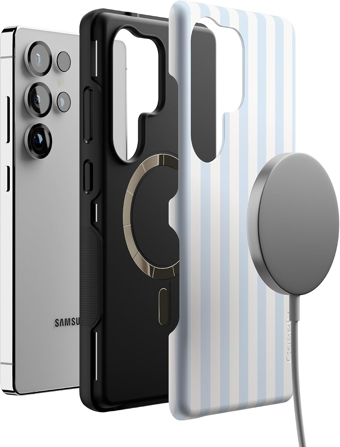 Casely Galaxy S25 Ultra Case | Blue Stripes | Sunday Best | Bold Protective Design | Compatible with MagSafe