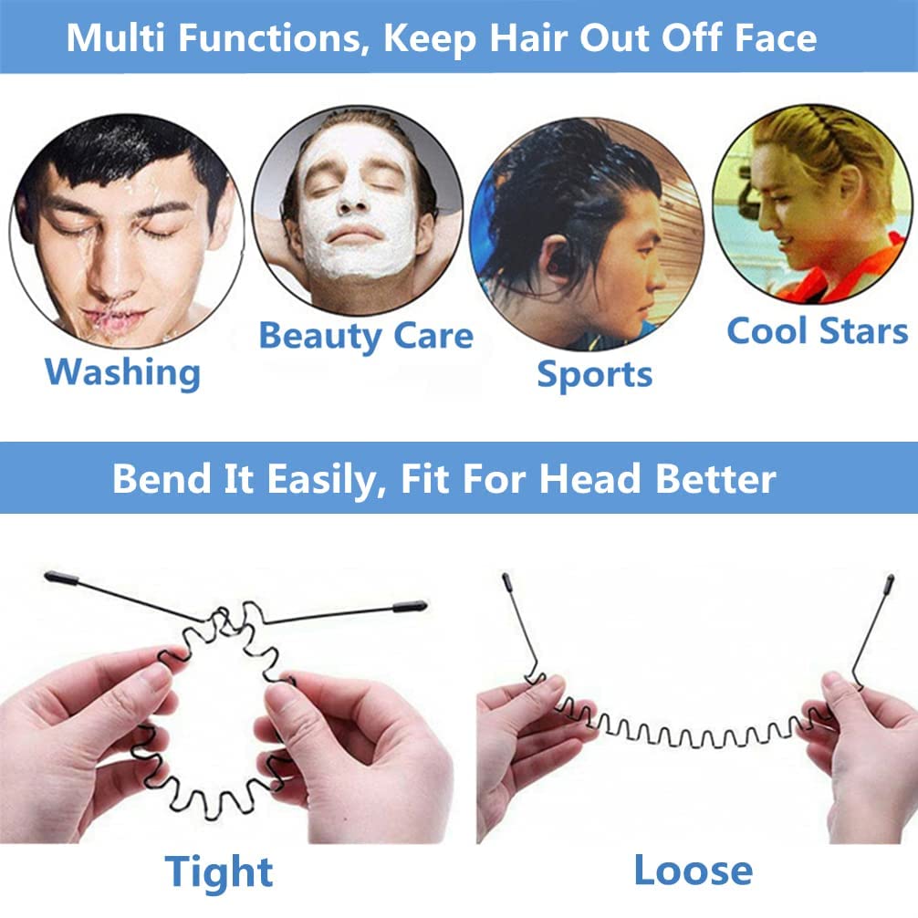 4 Fasce Per Capelli In Metallo Con Onde, Antiscivolo, Unisex, Per Sport, Yoga E Vita Quotidiana, Nero
