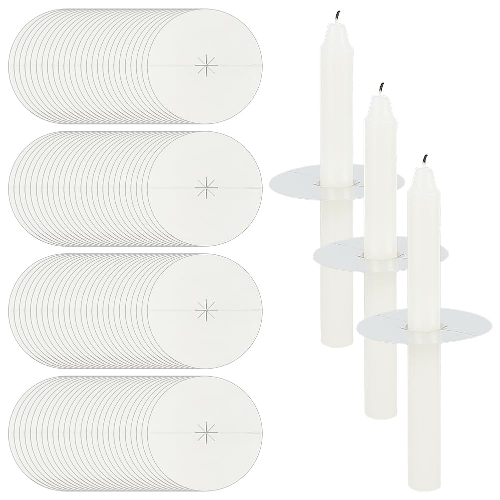 MAYJOYDIY 300pcs Candle Drip Protectors Paper 3inch Paper Candle Holder Candle Silver Aluminized Paper Candlelight Service Kit Church Vigil Memorial Candles Congregational Candles