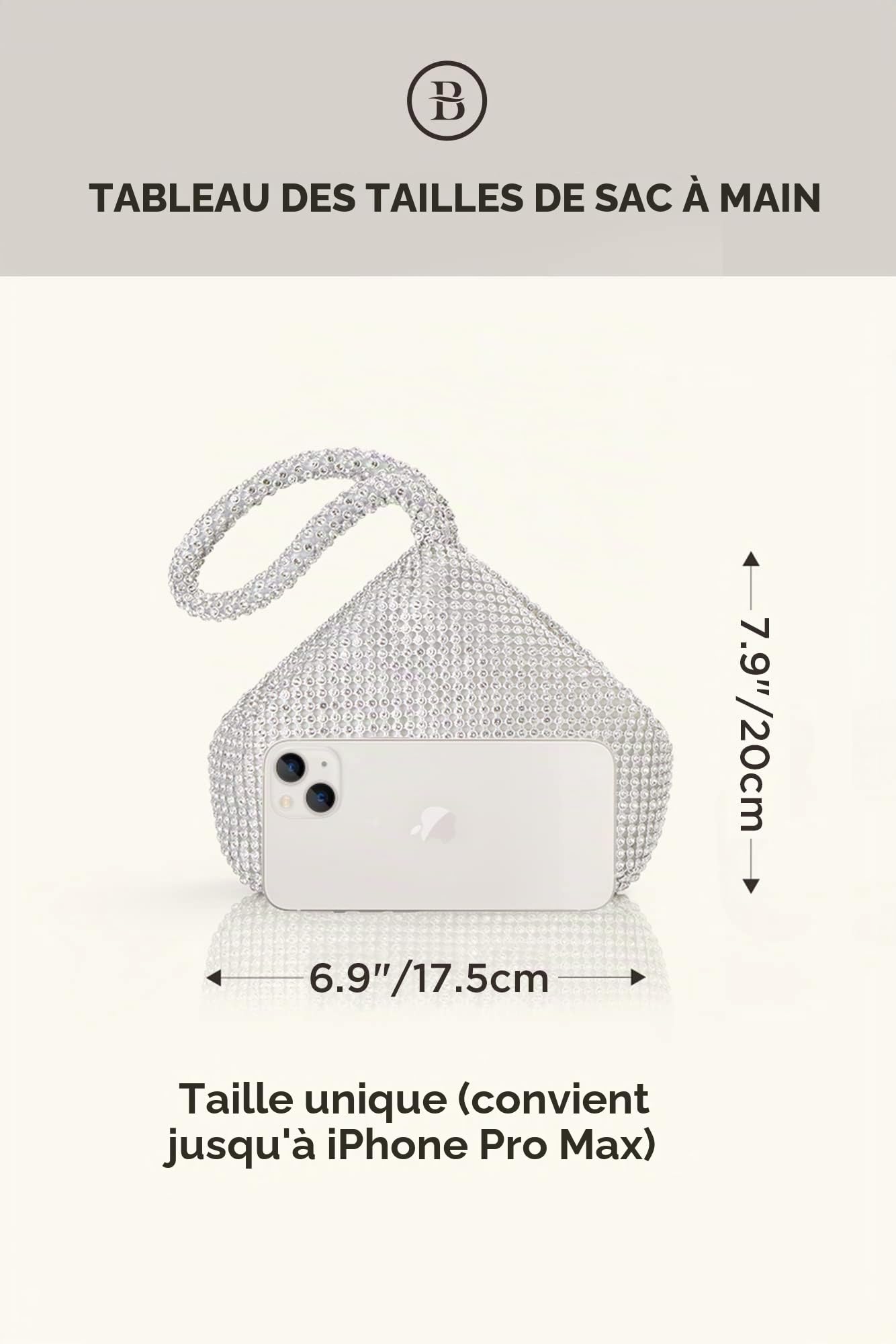 BABEYOND Coucoland Sac à main Mariage en Strass Pochette de Cocktail Exquis pour femme Couleur Unie Style années 1920S