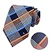 MENDENG Men's Neckties Orange Blue Tie Plaid Stripe Mens Ties Silk Ties for Men Wedding Party Groomsmen Classic Formal