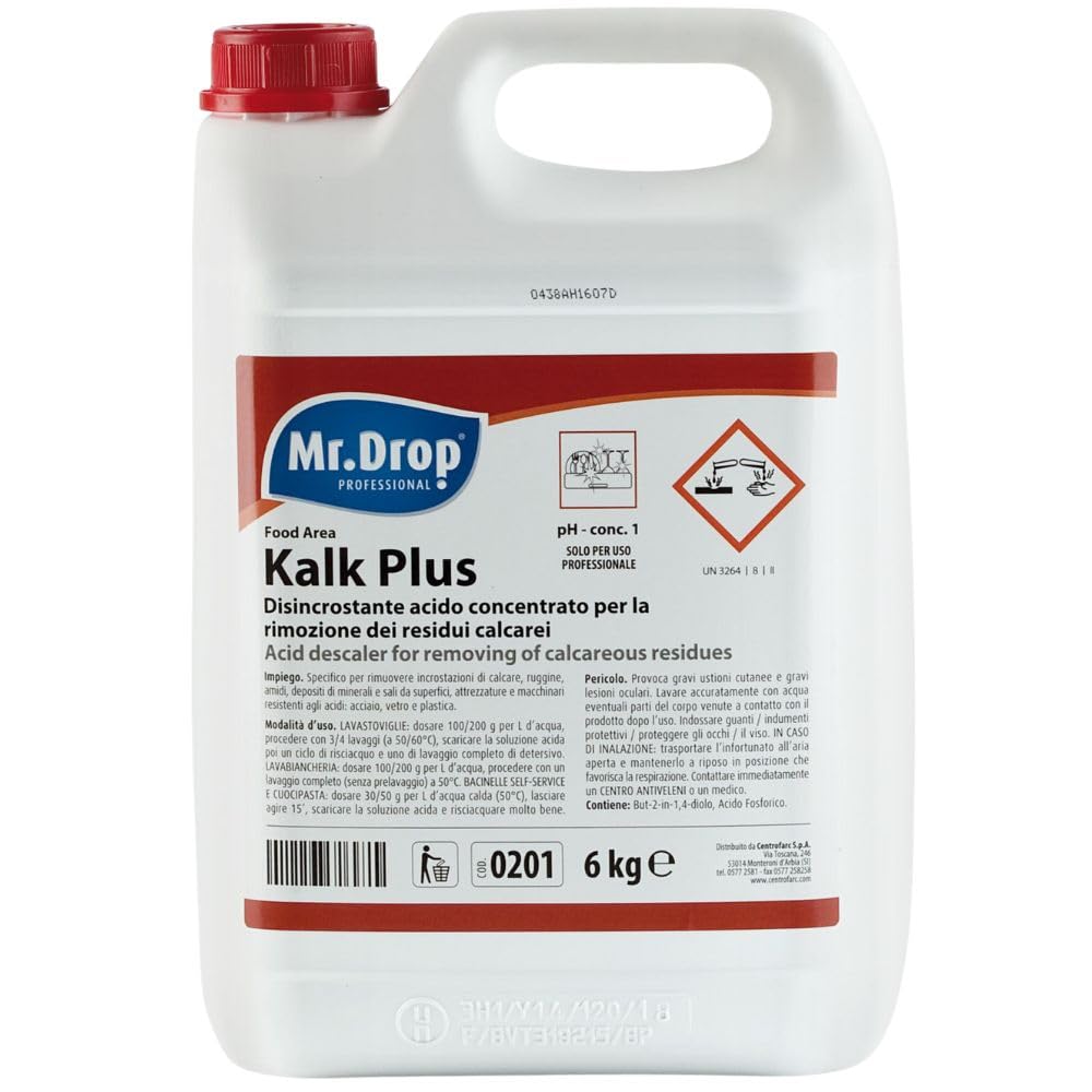 Mr.Drop® KALK PLUS disincrostante acido concentrato per la rimozione di residui calcarei perfetto per lavastoviglie e lavatrici - 2 taniche da 6 kg