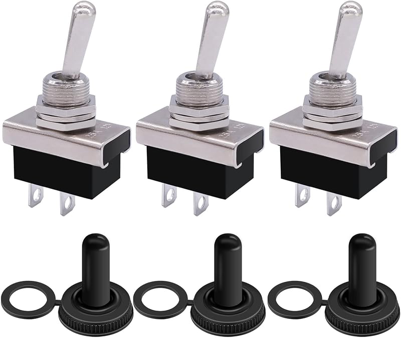 Chave Gangorra SPST Liga/Desliga 12 V 25 A weideer com Capa Impermeável KN3D-101 – Kit com 3