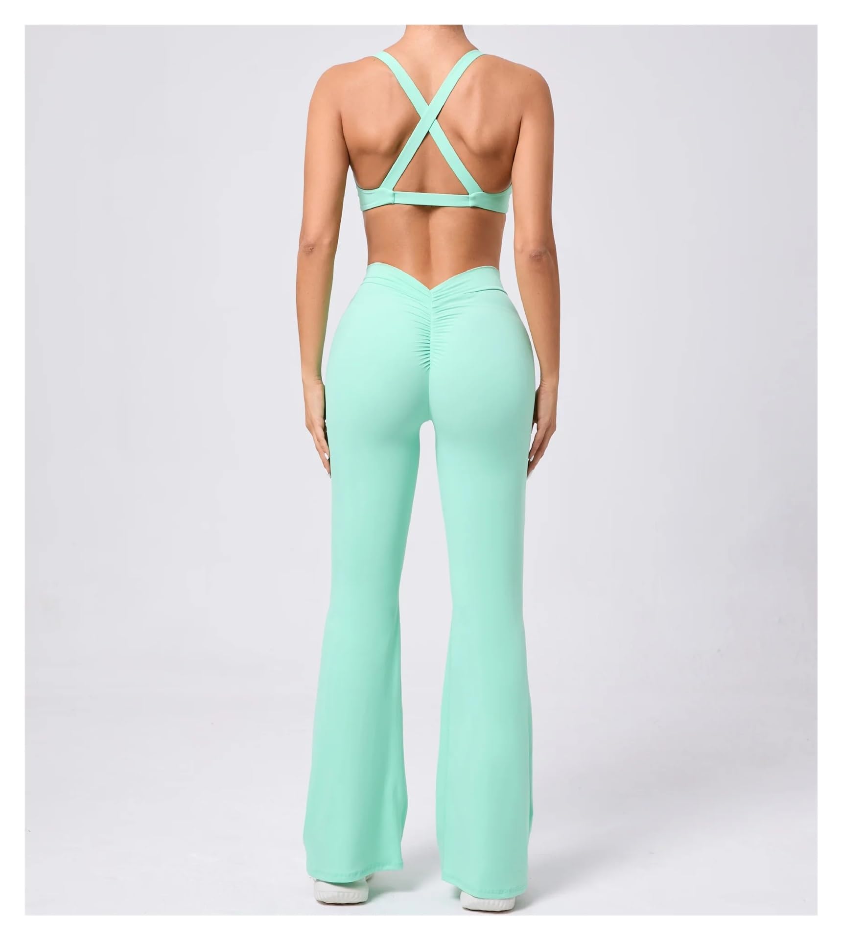 Leggings con Forma De V, Pantalones Yoga For Mujer, Cintura Alta Y Pierna Ancha para Yoga Fitness