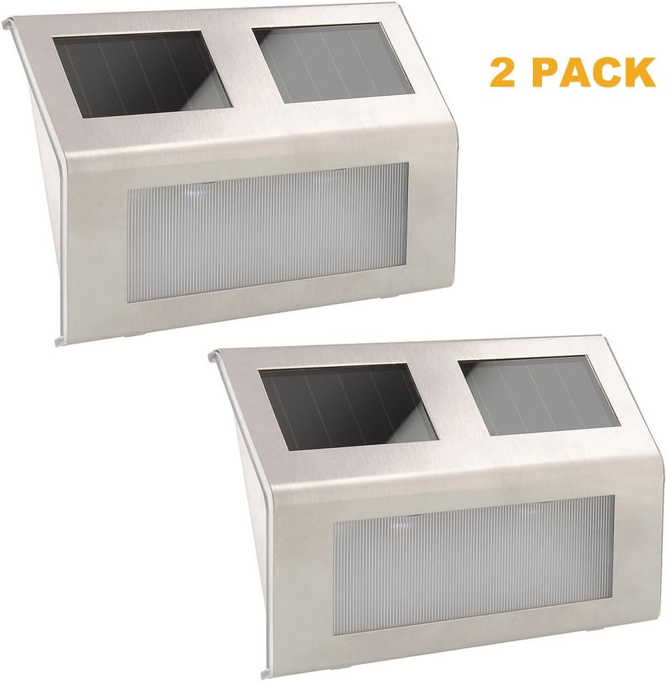 MAGIOVE 2 Pack LED Solar Powered Security Motion Sensor Light Stairway Wall Light