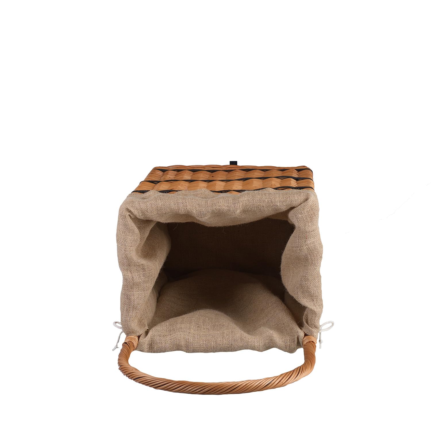 Cestino per legna da ardere in salice, carrello semicircolare solido per camino e stoccaggio, versatile cestino per legna da ardere e shopping, fodera in iuta resistente