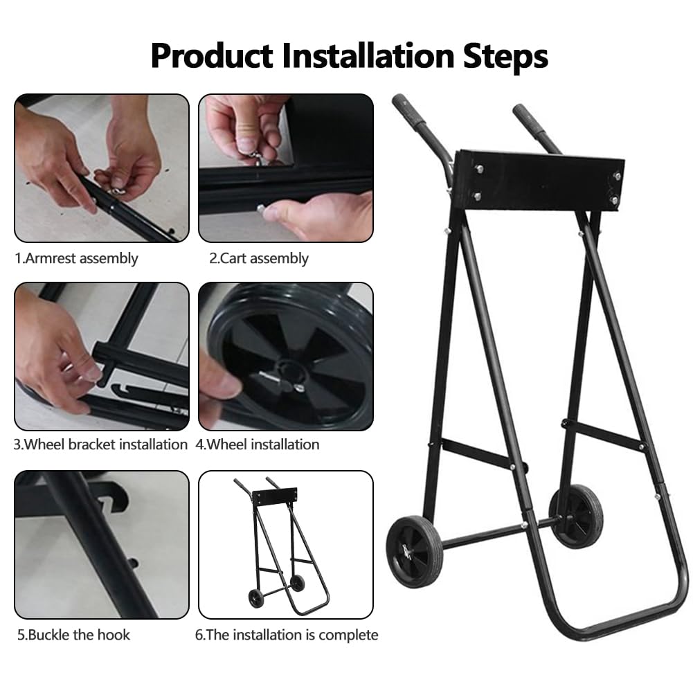 Carro de motor fuera de borda, capacidad de 85 kg, soporte plegable para motores fueraborda, rueda de transporte de 99 cm de altura, soporte de motor de barco para reparación, mantenimiento