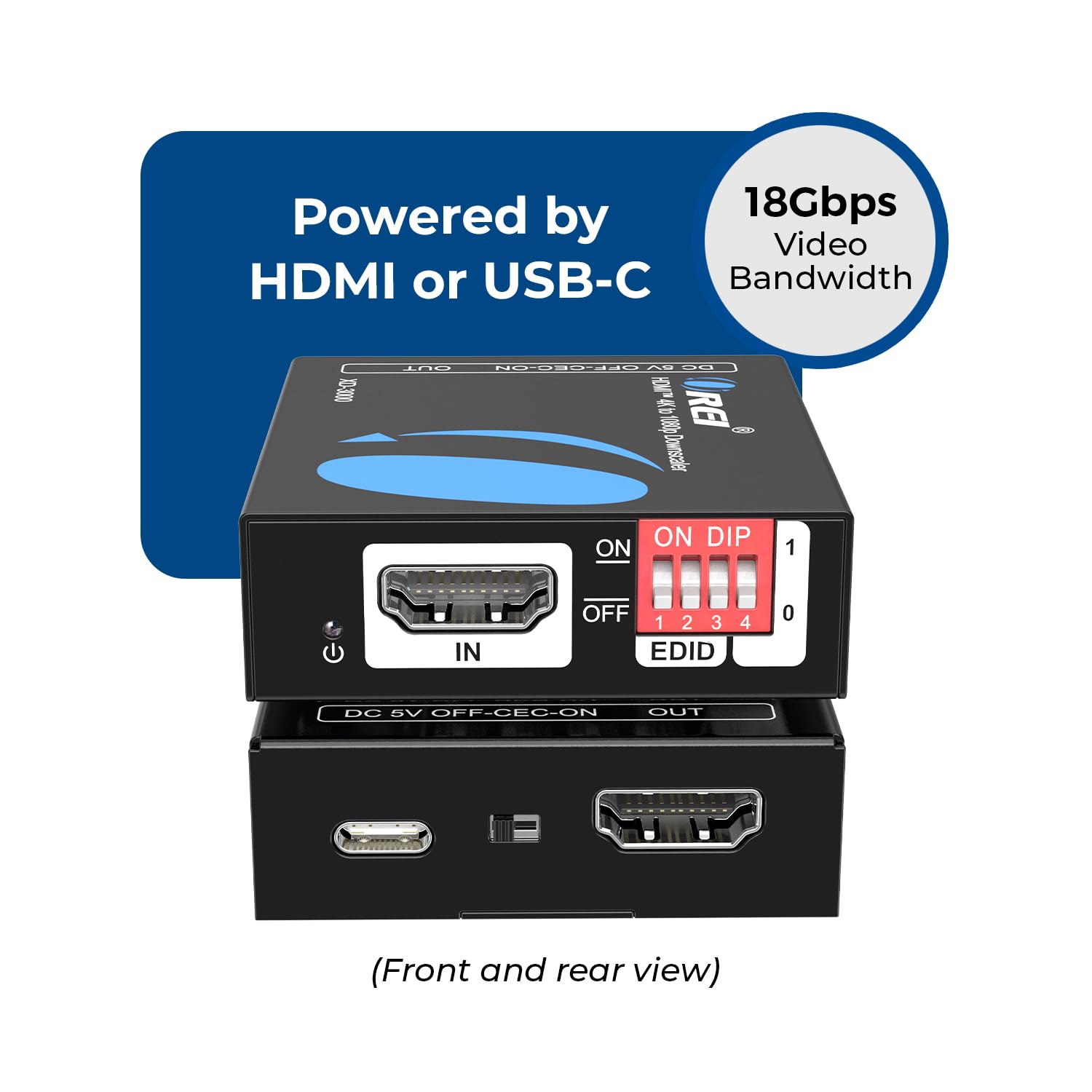 Downscaler HDMI XD-3000 - Convertitore HDMI 2.0 da 18 Gbps con 4K@60Hz (4:4:4), HDCP 2.2, gestione EDID, blocco CEC, alimentazione USB-C