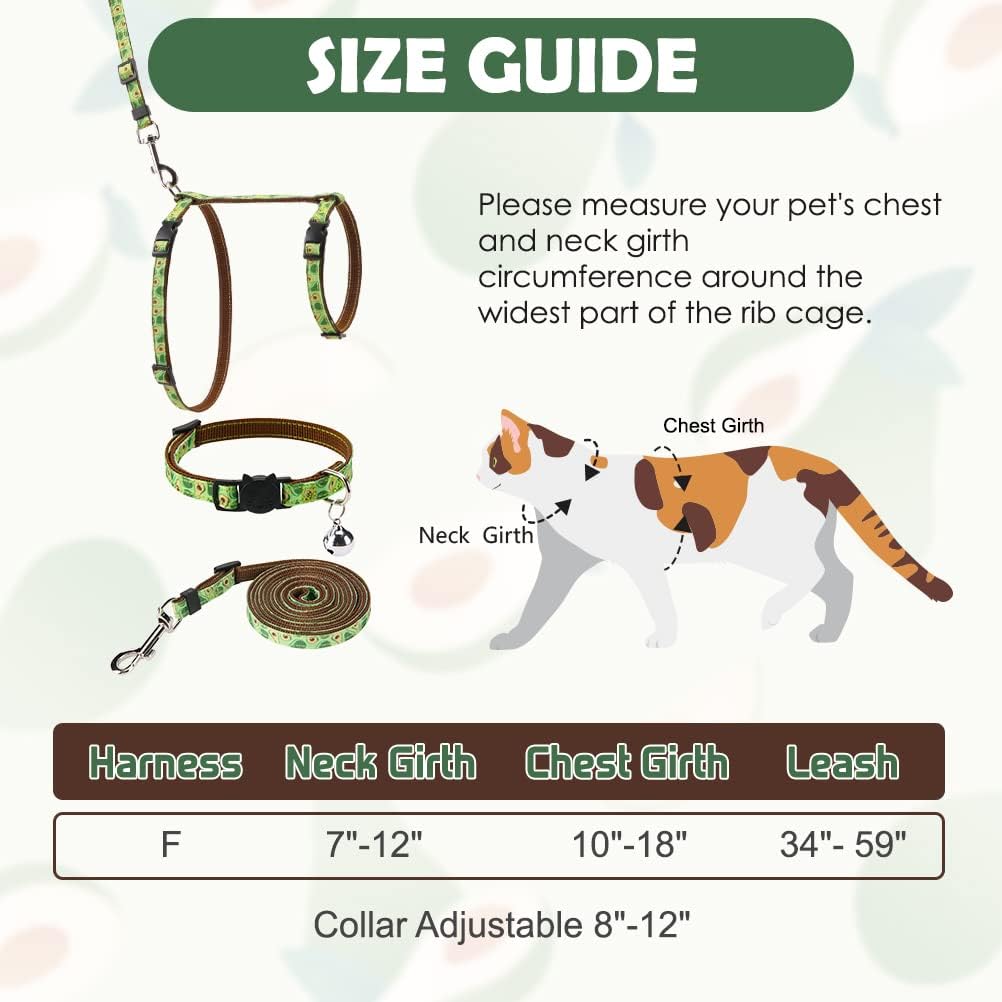 PAWCHIE Cat Harness and Leash Set - Escape Proof Adjustable H-Shaped Cat Vest and Collar Accessory, Soft Comfortable Strap for Cats Outdoor Walking, 2 Packs