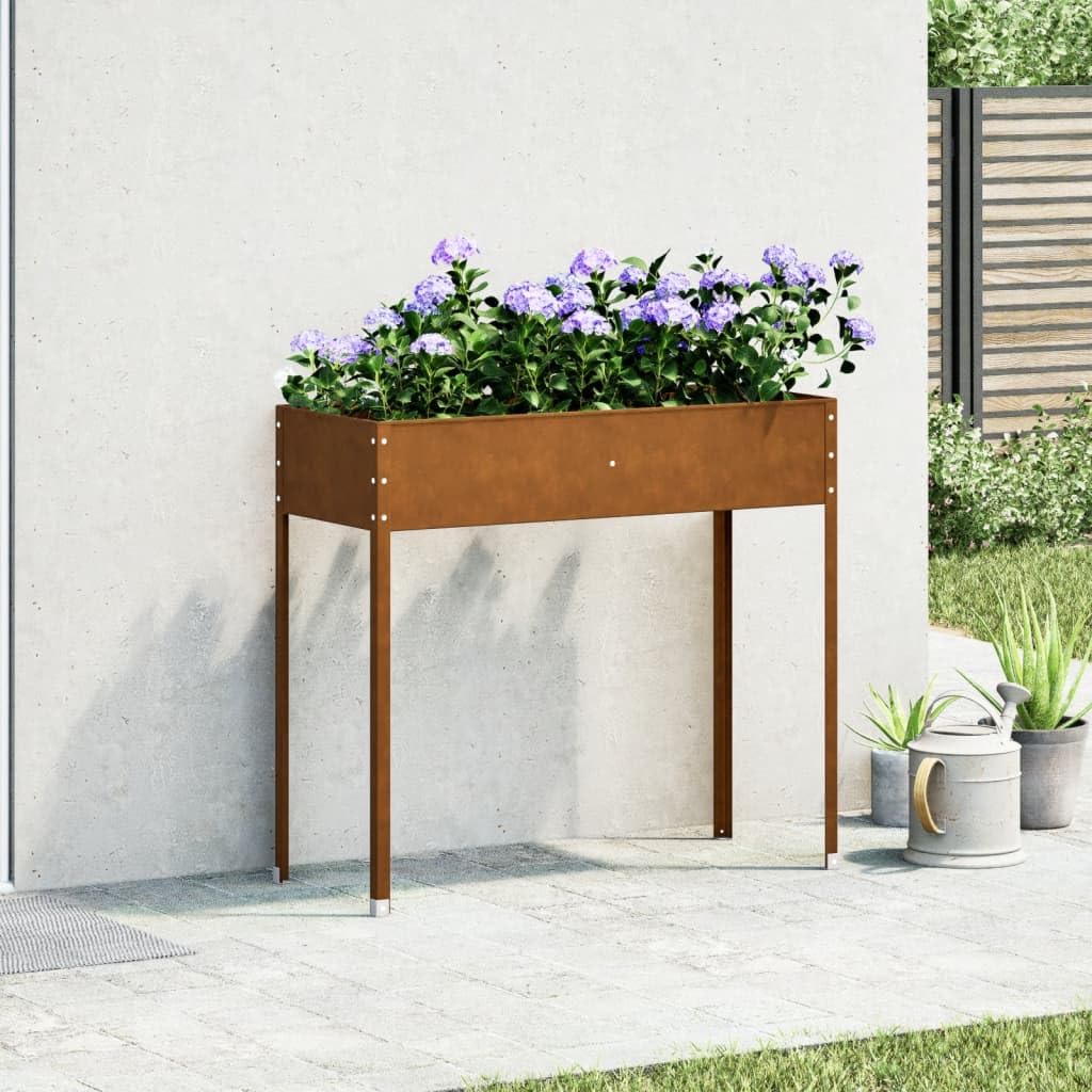 Fioriera in acciaio Corten resistente alle intemperie, 100,5 x 40,5 x 90 cm, vaso da giardino per terrazza e balcone, fioriera per erbe, verdure, decorazione ed esterni
