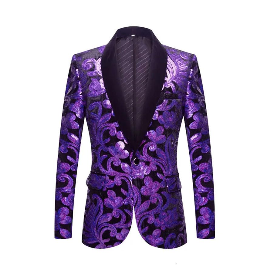 Men Groom Wedding Suits Sequins Fleece Embroidery Blazer Pants Set Banquet Prom Dress Tuxedo Outfit Red Gold XL2