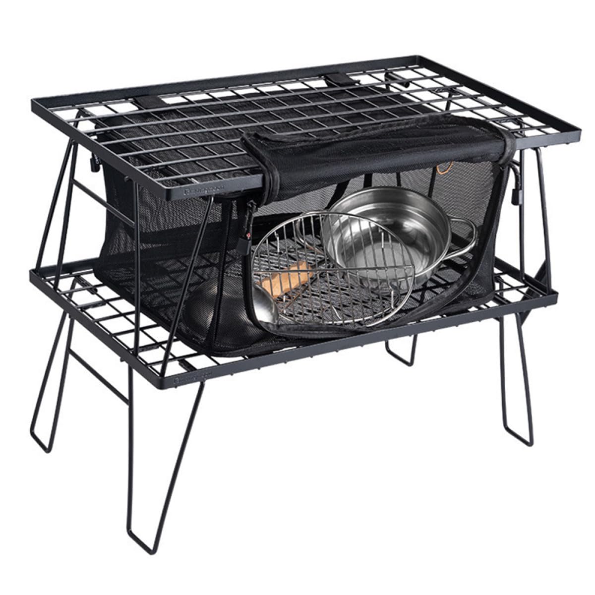 NUOBESTY Borsa Organizer Pieghevole per Stoviglie da Campeggio 455X30X21 CM Borsa a Rete Portatile per Utensili da Cucina e Pentole Organizer da Picnic per Uso Esterno e Giardino