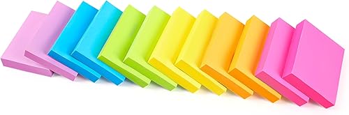 Notas adhesivas (12 blocs) de 1.5 x 2 pulgadas, postes adhesivos fuertes de colores brillantes, adecuadas para escuela, hogar, oficina, eliminación