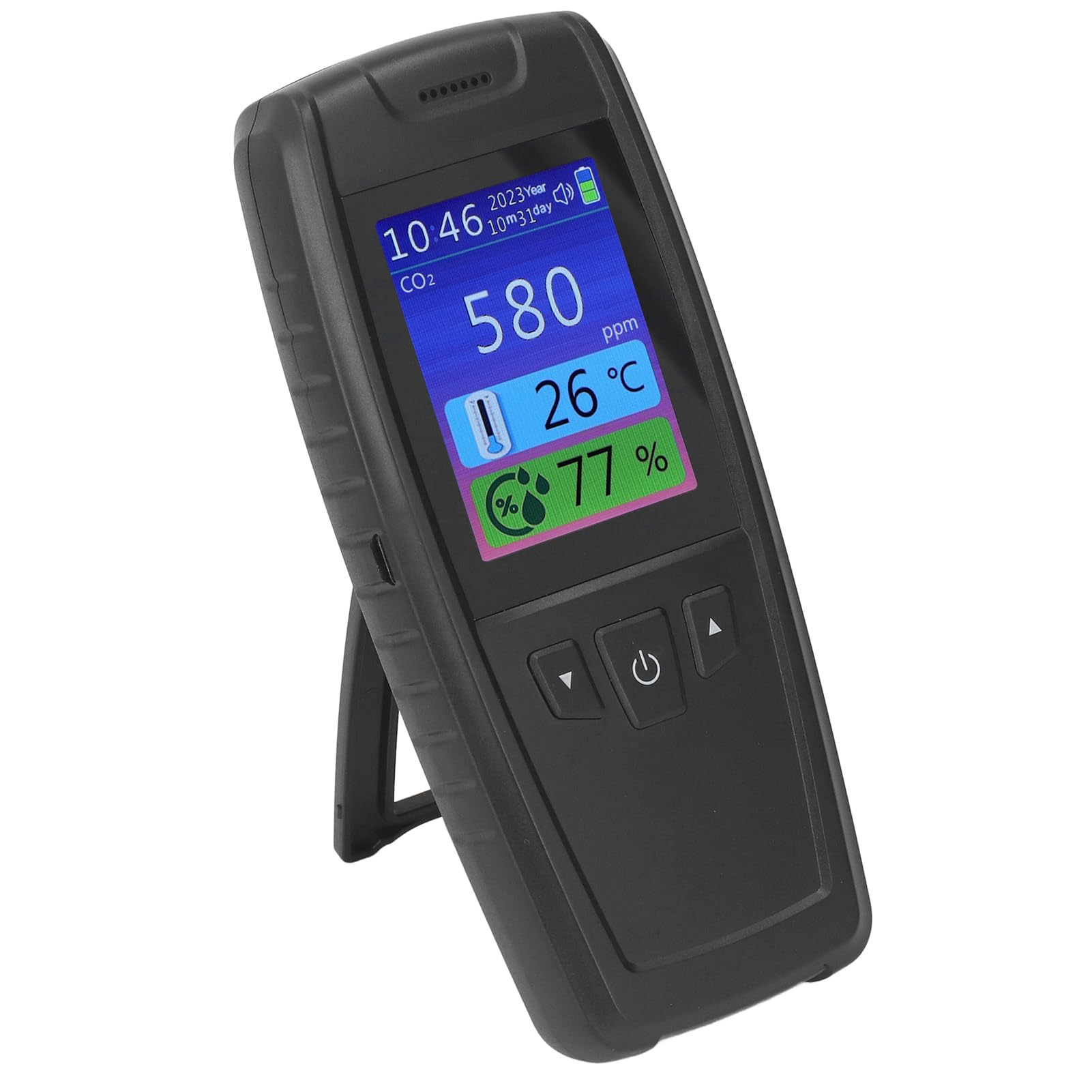 AMONIDA Detector de Dióxido de Carbono Monitor de CO2 Portátil de Alta Precisión para Calidad del Aire Interior Oficina en Casa ABS 1 Unidad