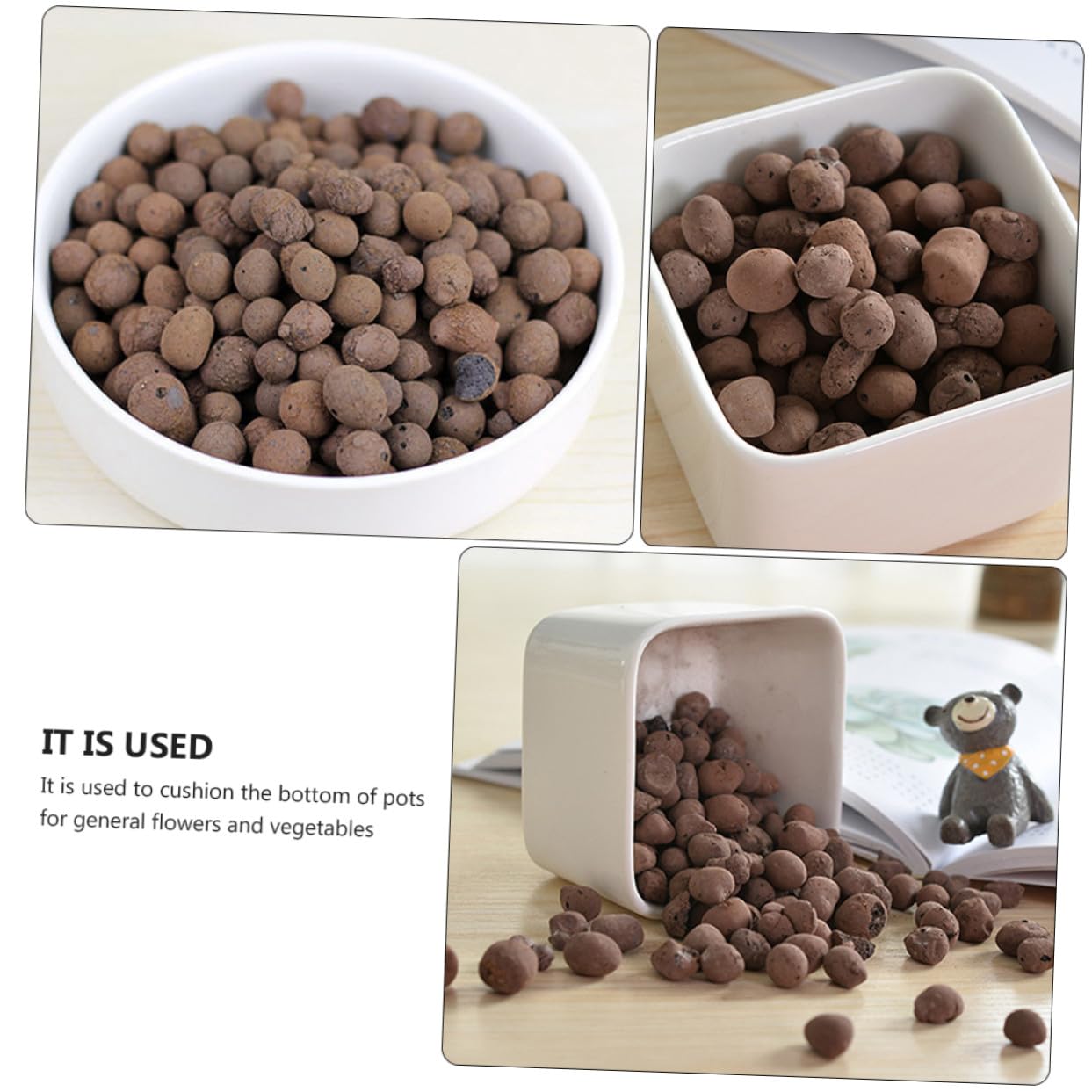 Ceramsite Drenante per Vaso di Fiori 1kg, Materiale Sintetico Poroso e Leggero per Migliorare Crescita Piante, per Fondo Vaso e Coltivazione Senza Terra