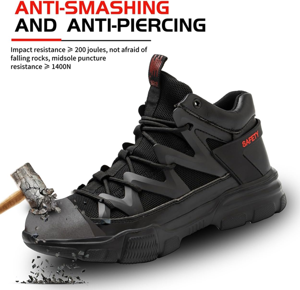 Steel Toe Shoes for Men Women Indestructible Lightweight Comfortable Safety Work Shoes Slip-Resistant Composite Toe Construction Boots