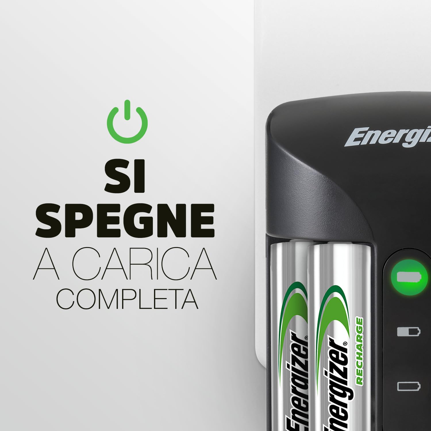 Energizer Pro - Carica Batterie Ricaricabili AA e AAA NiMH - Include 4 Pile AA 2000 mAh - la ricarica completa in 4 ore - funzioni di spegnimento di sicurezza automatico