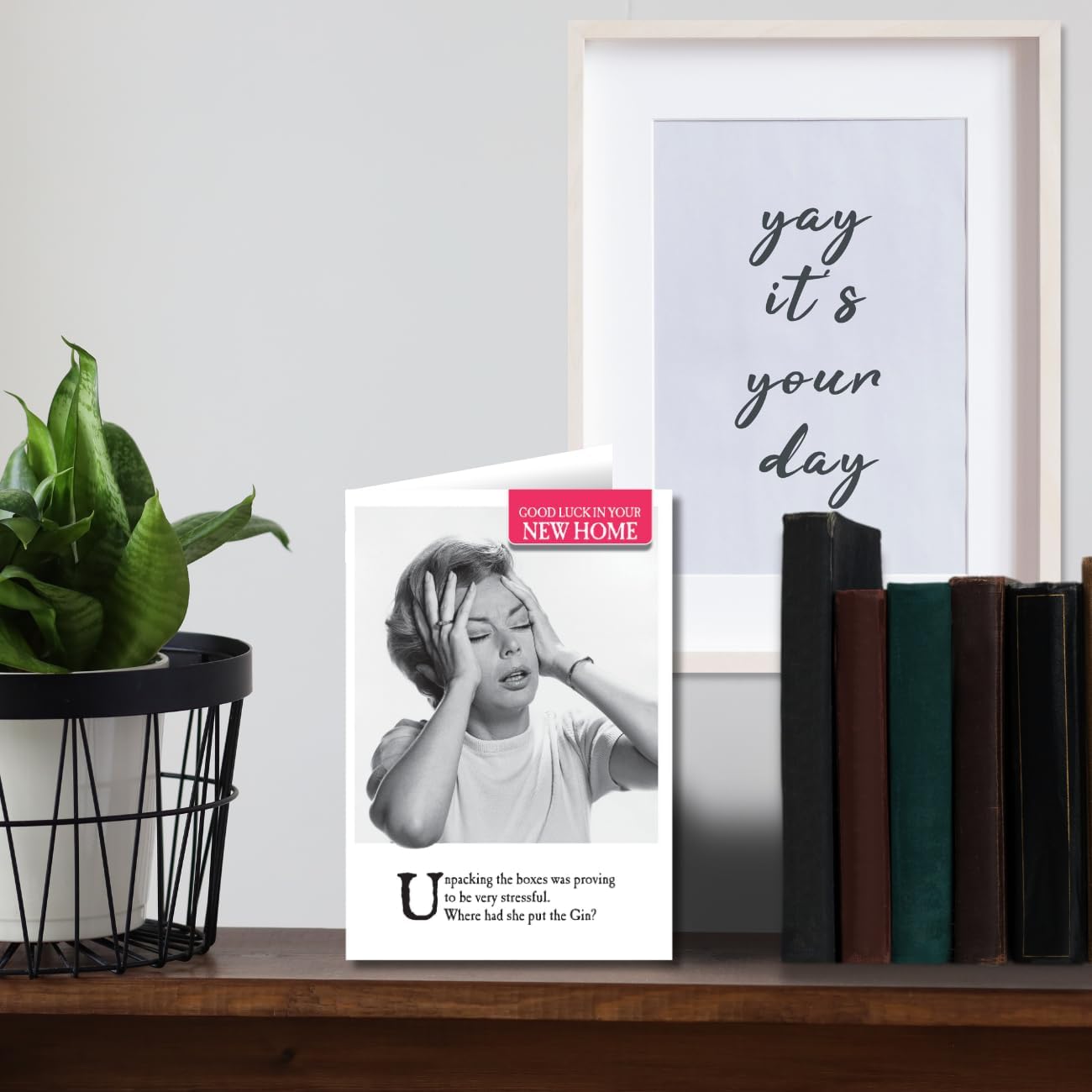 On The Ceiling New Home Card, Humorous New Home Greeting Card, Gin, New Home, Greetings Card, 124x176mm