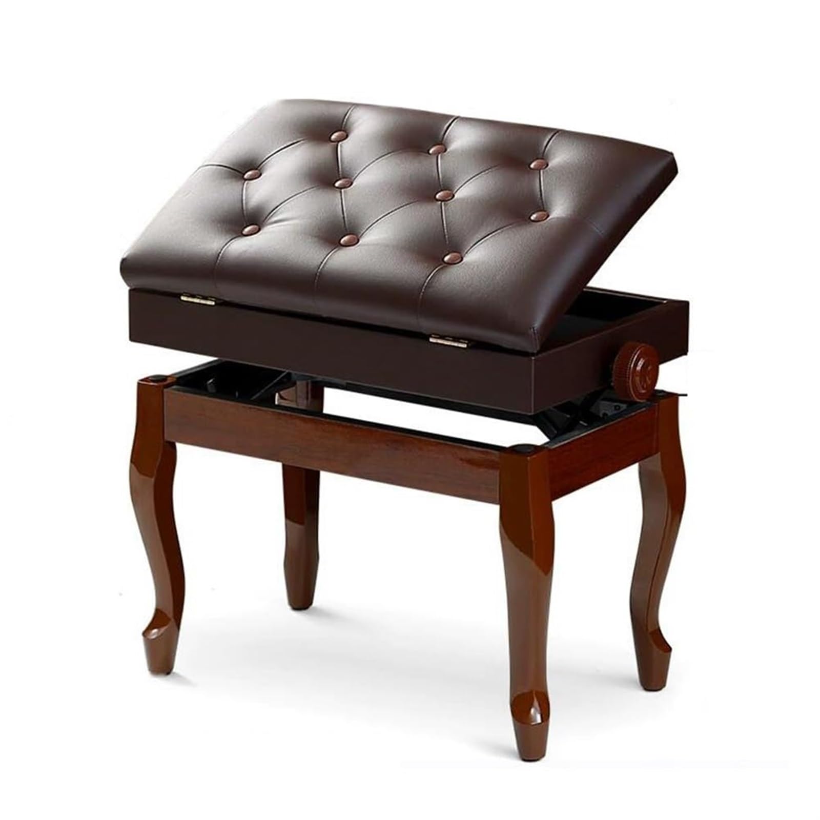 Meiiron Verstellbarer Deluxe-Klavierhocker aus Massivholz mit Notenfach - 10 cm höhenverstellbare Klavierbank for Guzheng-E-Piano(Black)