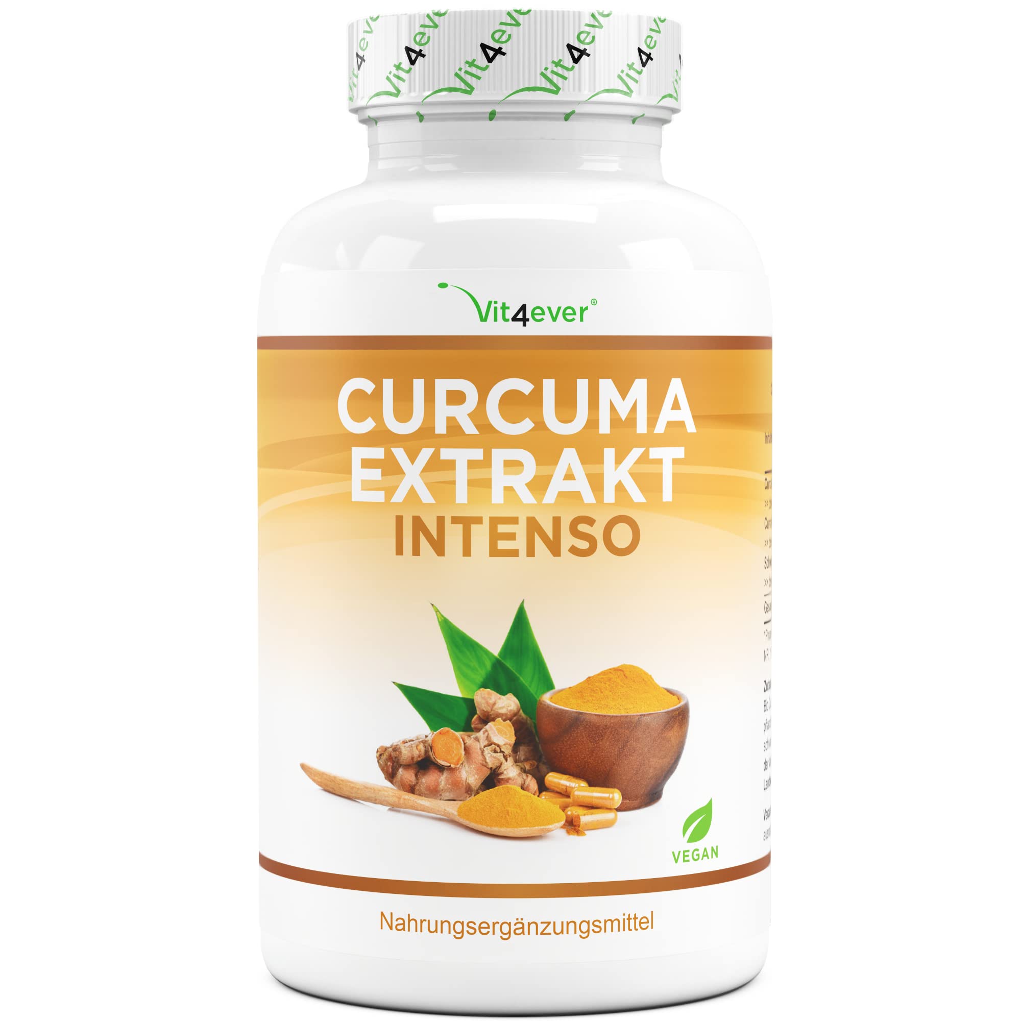 Curcuma Extrakt - 180 Kapseln - Premium: Mit 98% Extrakt - Curcumingehalt je Tagesportion entspricht 17.150 mg Kurkuma - Laborgeprüft - Vegan