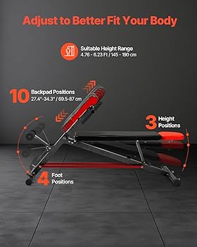 VEVOR Roman Chair Hyperextension Bench - Adjustable, Foldable Weight Bench For Glutes, Back, Core