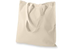 Bulk Tote Bags for Painting: 12-Pack Natural Cotton Tote