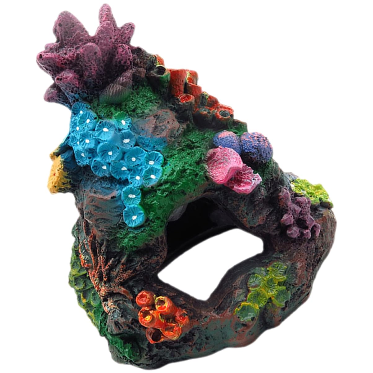 POPETPOP 4 Piezas Escondite De Coral Plantas De Acuario Decoraciones De Peceras Decoración De Mesa Rocas Artificiales Pegatinas Vista De La Montaña del Acuario Océano Sirena Adornos Resina