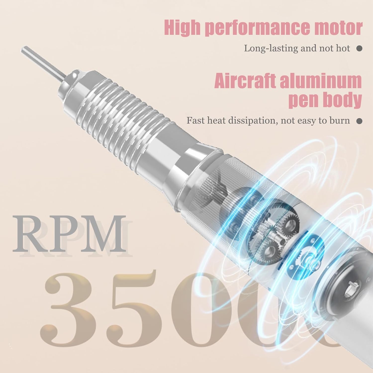 Portable Electric Nail Drill, 35000 RPM Professional Electric Nail File, Cordless Nail Drill with Bits & Base (White & Pink)