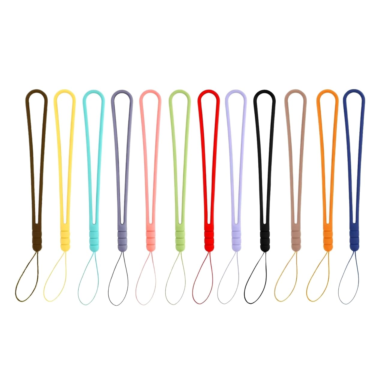 Bojueshaw 12pcs Silicone Hand Wrist Strap Lanyard,Colorful Phone Lanyard Straps for Mobile Phones,USB Drives,Keychains,Cameras