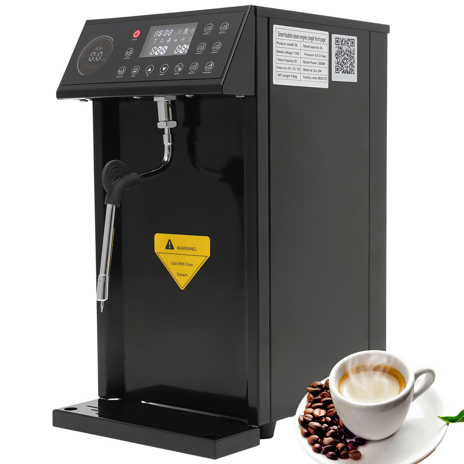 Amazon.com: TREMENPOW Commercial Steam Milk Frother 1-Wand Milk