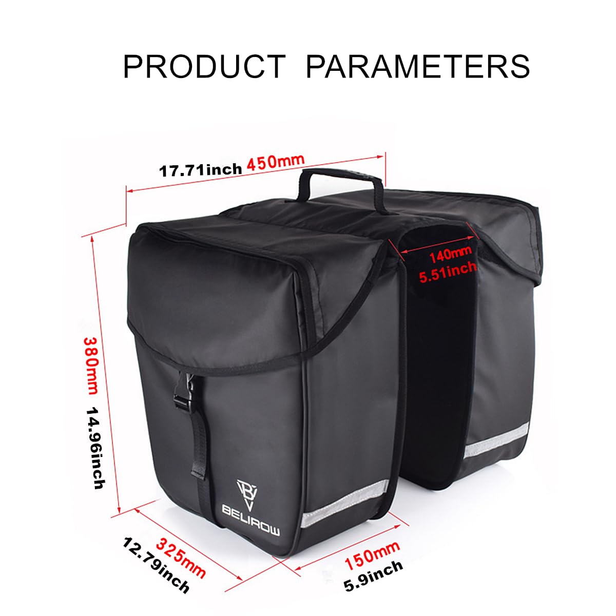 UNISTRENGH Bike Panniers Bag Bicycle Commuting Bag Waterproof Saddle Bags for Bicycle Rear Rack Carrier Storage Bike Frame Bag (Black_34L)
