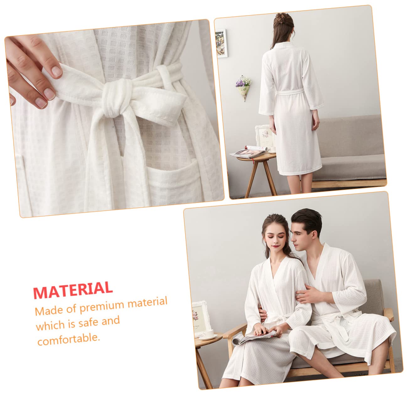GALPADA Peignoir D'intérieur Femme Xxxl en Polyester Blanc, 1 Pièce