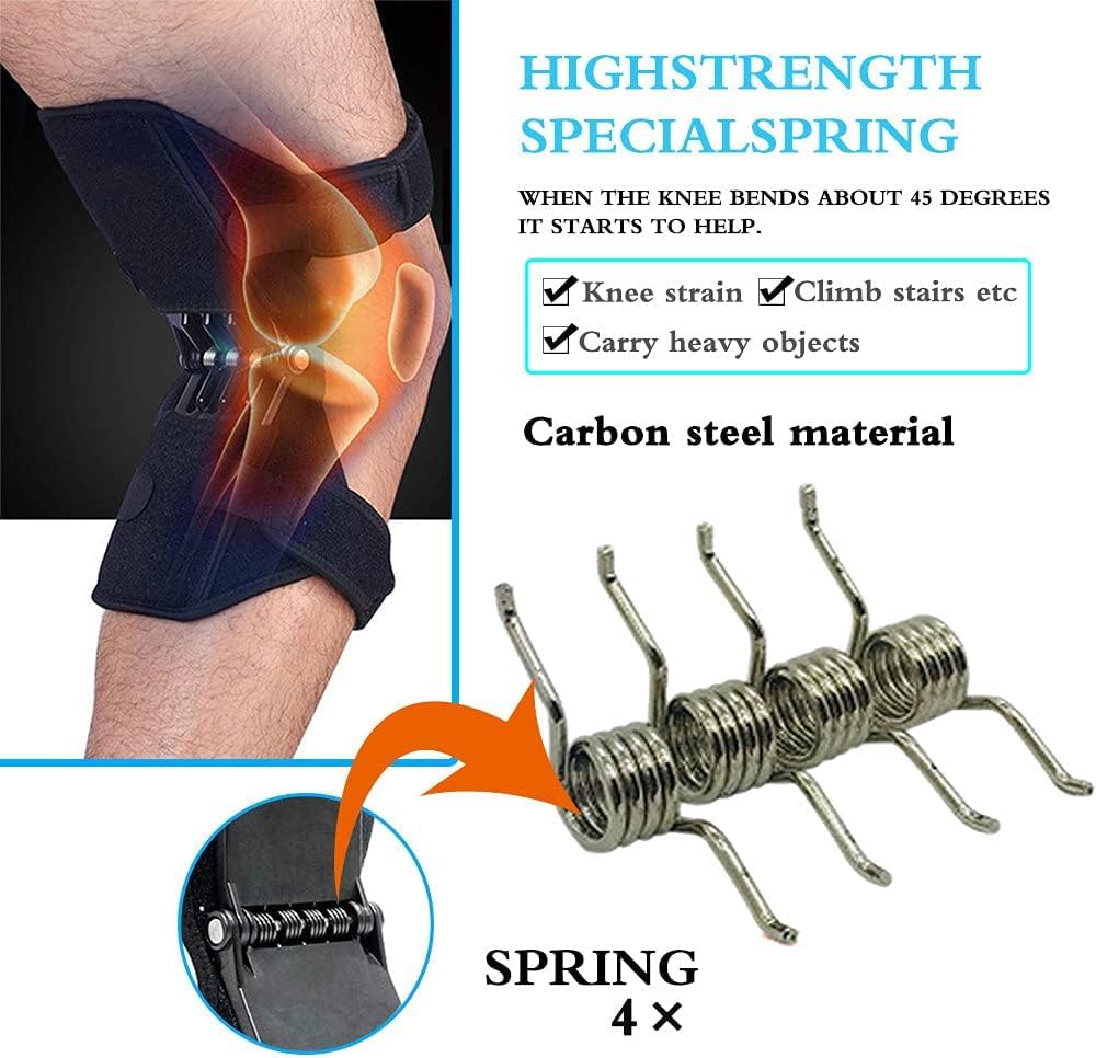Kniestütze, Power Knee, Powerful Rebound Spring Force Knee Protection Booster, Atmungsaktive Gelenkkniestütze, Für Männersportarten, Kniebeugen, Training, 4spring, One Size