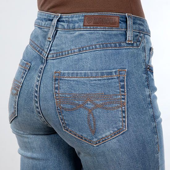 Rock & Roll Distressed Medium Wash Bootcut Jeans4