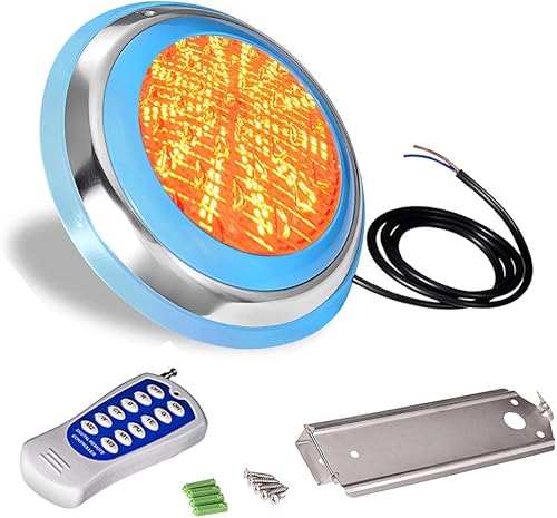 Luces LED subacuáticas para piscina, acero inoxidable, 47 W, cambio de color, 12 V, CA, montaje en pared, impermeable, IP68 con control remoto