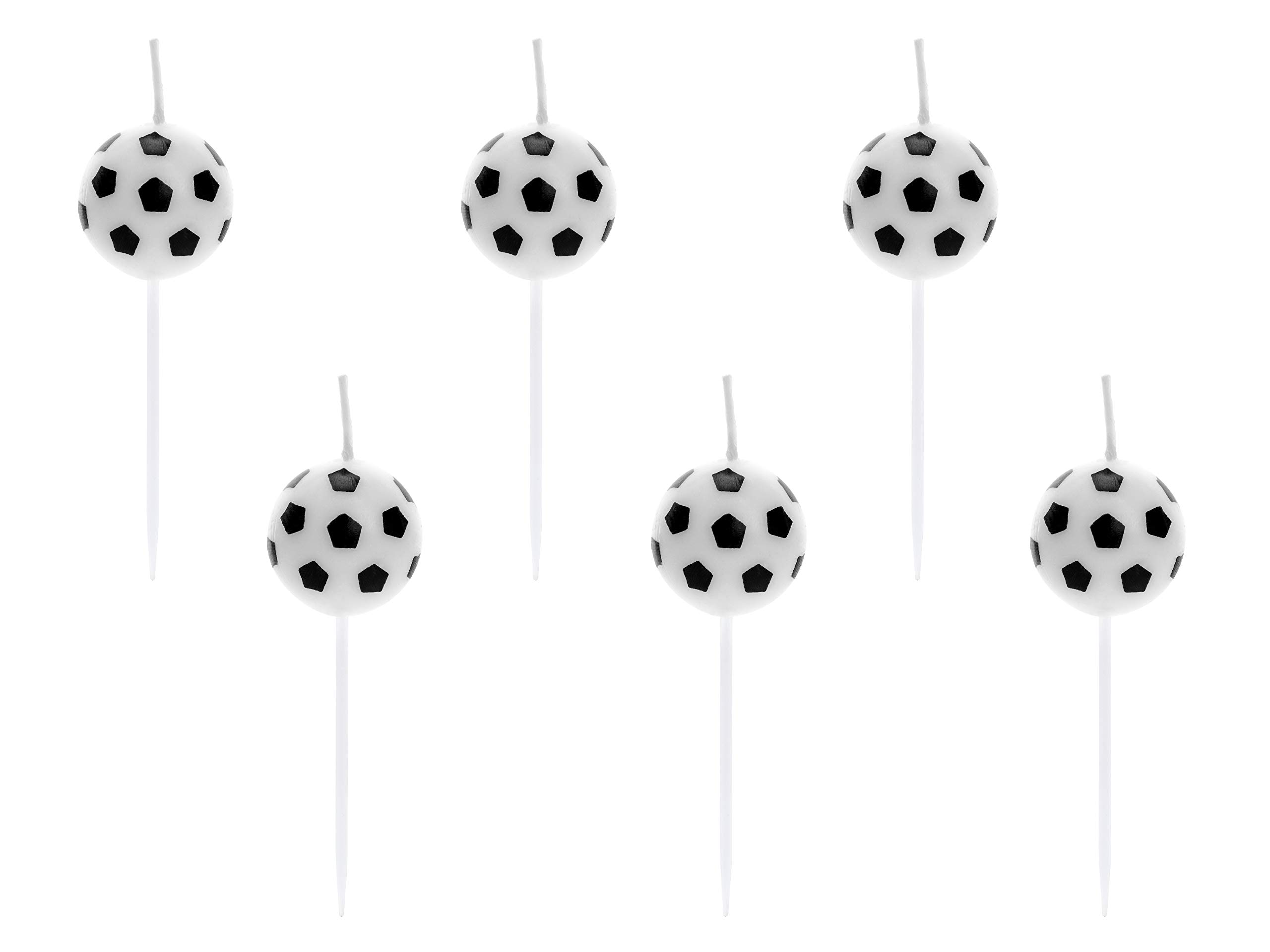 Partydeco Green Football Soccer Balls Birthday Party Candles - Set Of 6, Perfect Cake Decoration For Birthday & Sport Events,