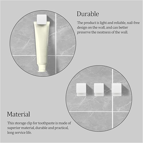 Miniatura 6 de MultiValue 4 soportes para pasta de dientes con clip de limpiador facial, ganchos adhesivos de pared para colgar limpiadores, toallas, llaveros,