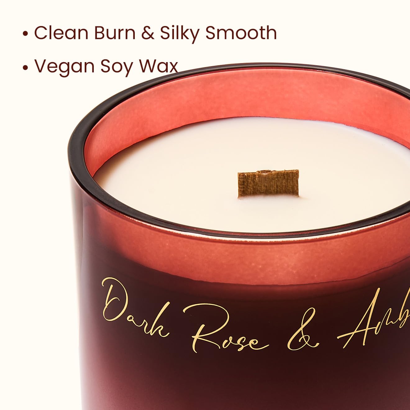 M&SENSE Large Scented Candle with Crackling Wick, Dark Rose Amber 470g, Burn Time: Up to 110 Hours, Perfect Christmas Gifts for Women - Image 4