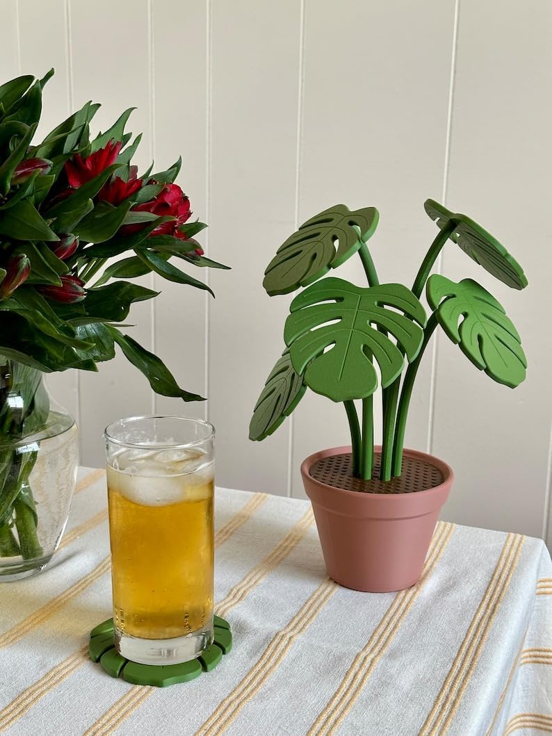 Amazon.com: Artificial Plants Indoor,3D Printed Monstera Coaster,3D Printed  Magnetic Leaves Coaster,3D Printed Artificial Tropical Plants Coasters  Set,Fake Plant Green Leaf Drink Coasters,Office Home Decor (A) : Home &  Kitchen