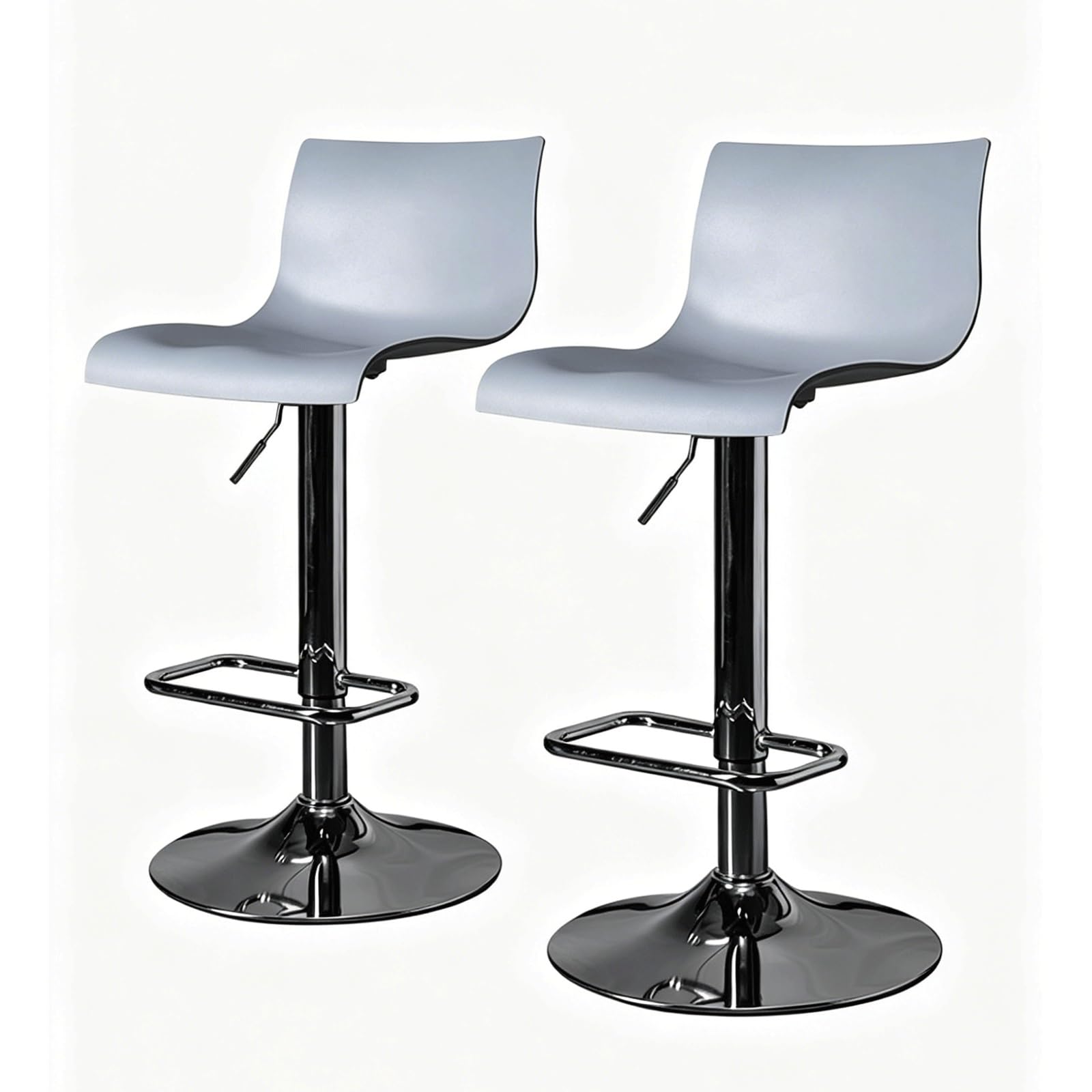 HNYJVZEVG Set of 2 Bar Stools Adjustable Height Bar Height Stools Swivel Bar Chairs with Back and Footrest Kitchen High Stools with Metal Base(Gray)
