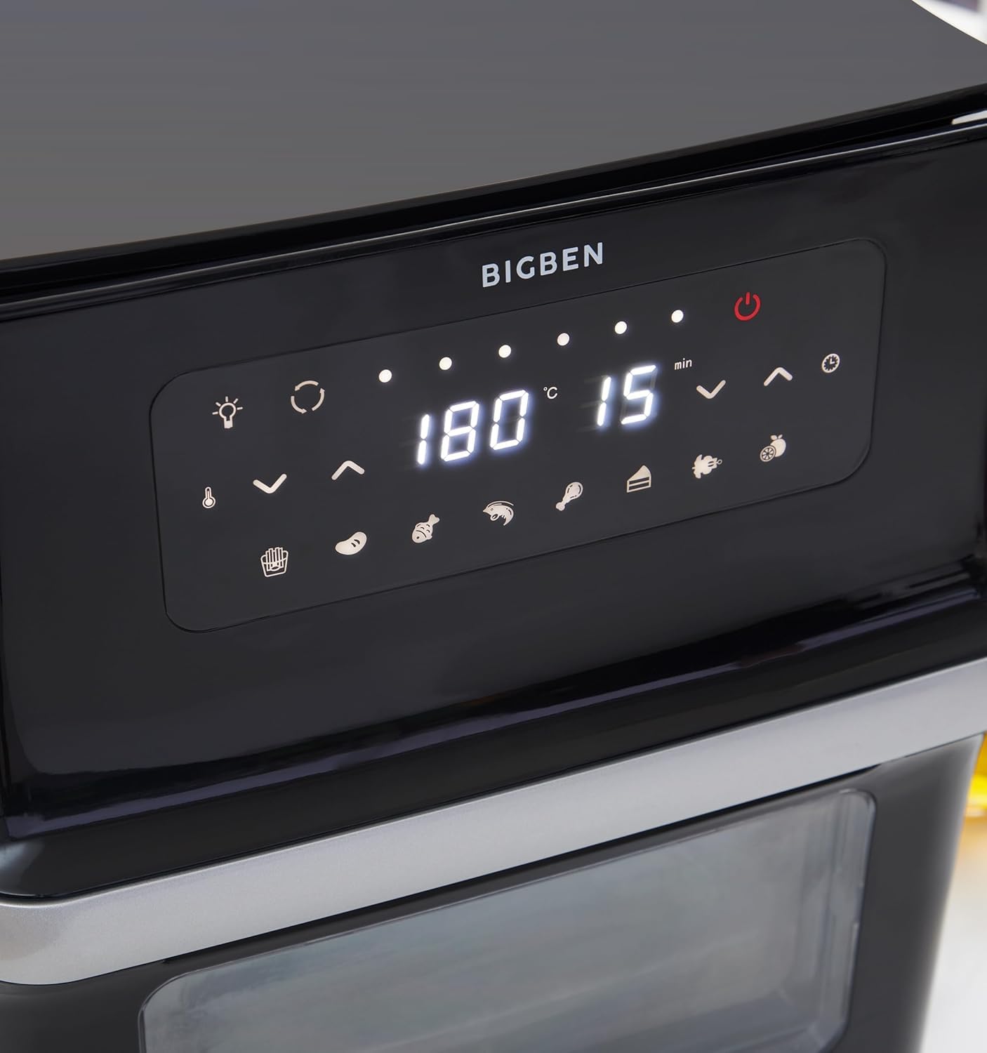 Freidora de aire BIGBEN XXL, 12 L, 1700 W, con ventilador, compacta, pantalla LCD, 8 programas, asador giratorio, cesta giratoria para freír, función para mantener caliente y accesorios incluidos, col