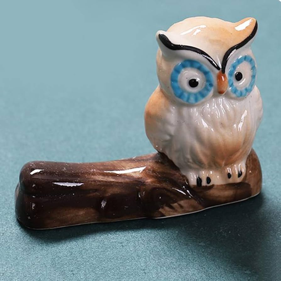 フクロウ形状の金属製箸置き Amazon｜AEOLK フクロウ箸置き 創造的なセラミック装飾品 箸置き
