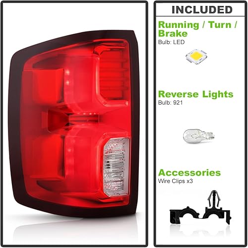 Miniatura 2 de KEEKPO - Para Chevy Silverado 1500 Factory LED Modelo de luces traseras de freno de fábrica 2016 2017 2018, par de luces traseras izquierda + derecha