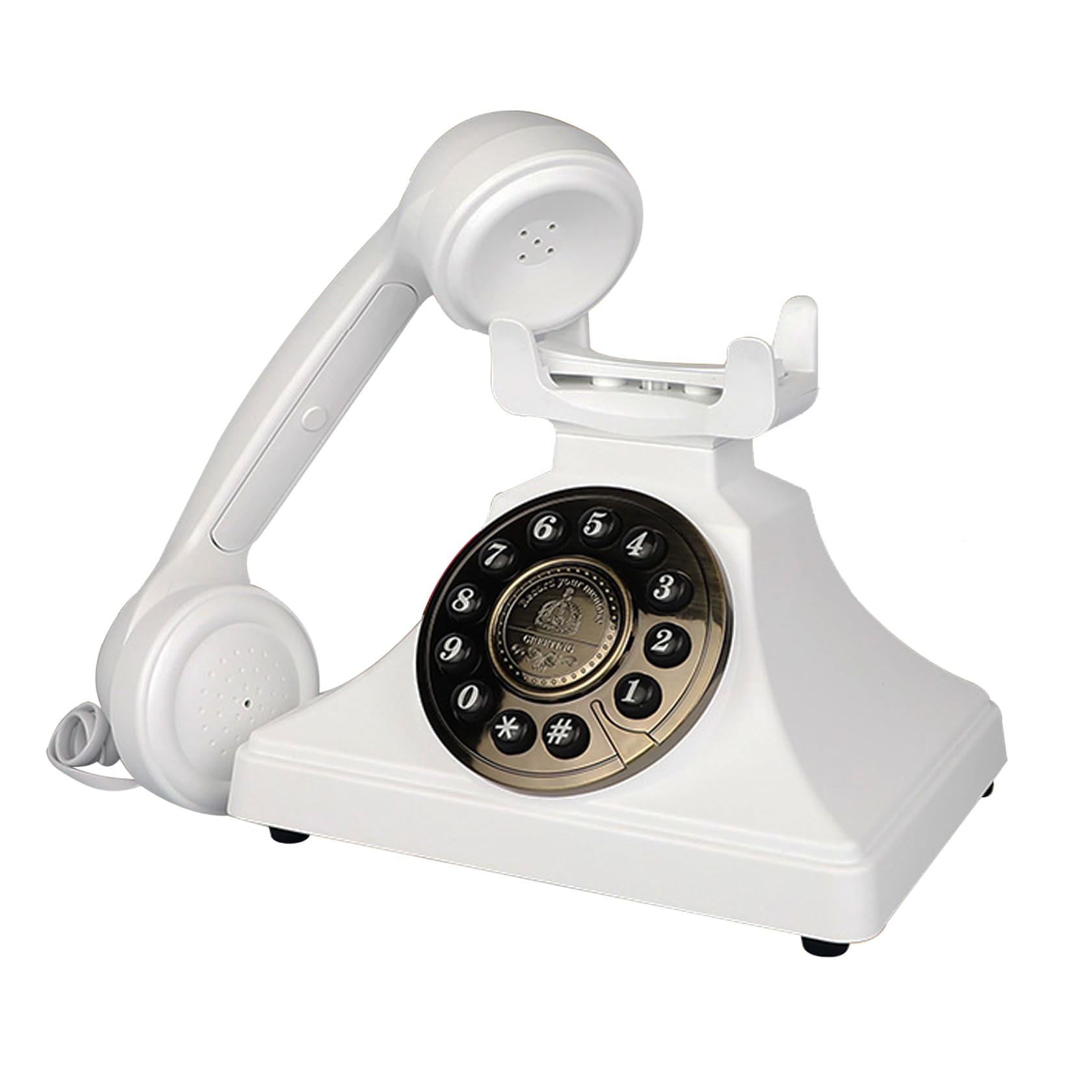 Teléfono Vintage Blanco, teléfonos fijos Retro con Cable para el hogar, teléfono de Escritorio de una Sola línea con Timbre Fuerte para Personas Mayores, teléfonos Antiguos clásicos para Oficina