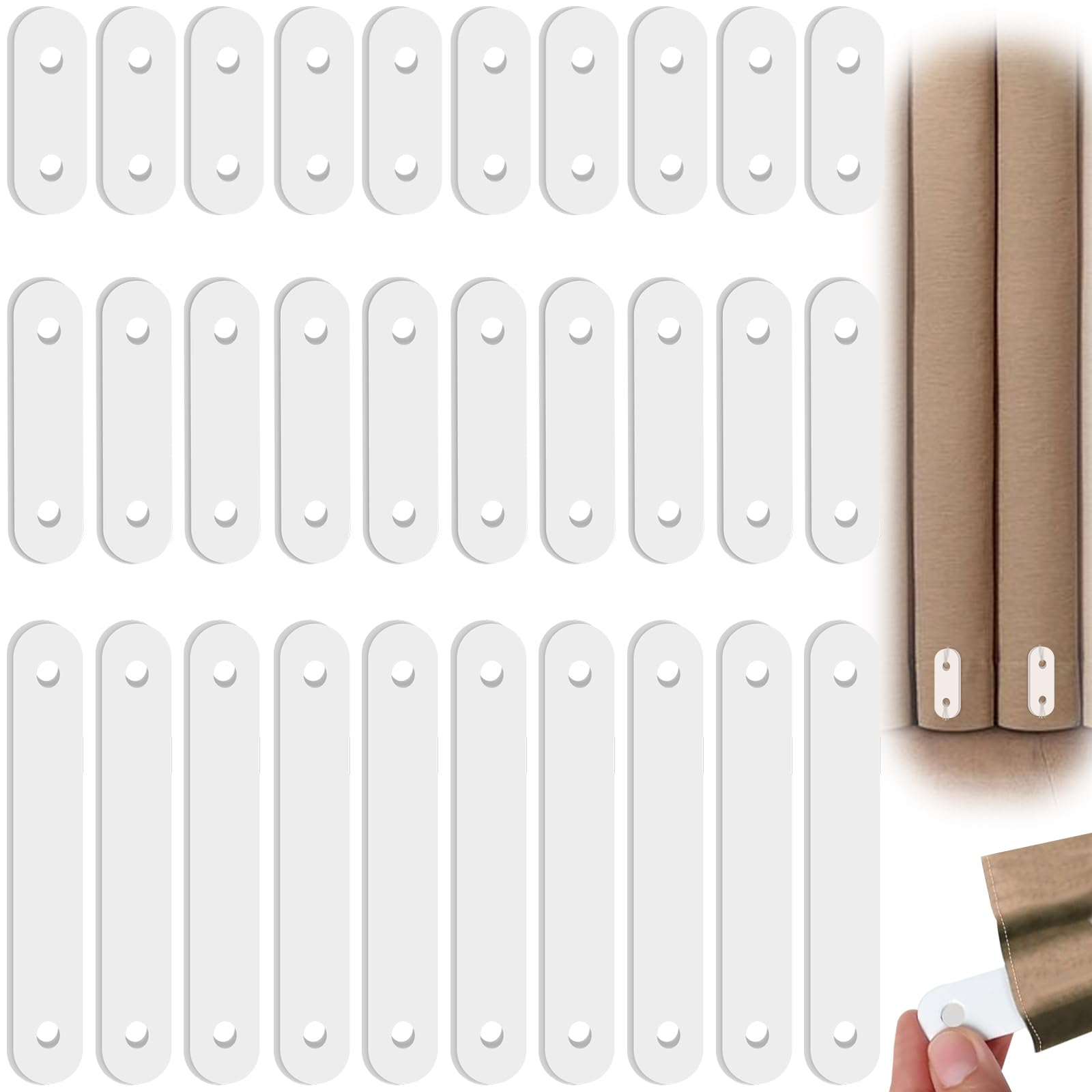 Boloest White 30Pcs Curtain Lead Weights Baking Coating Metal Curtain Tablecloth Weights, Rustproof Bottom Drapery Weights For Curtains,Flags,Tablecloth