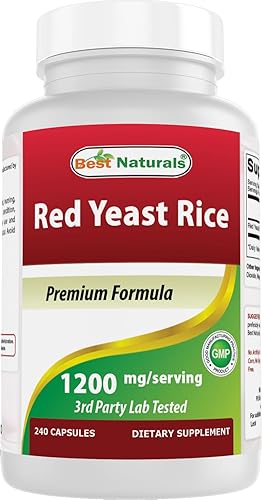 Best Naturals Arroz de levadura roja, 1200 mg por porción, 240 cápsulas, fórmula premium, probado en laboratorio de terceros