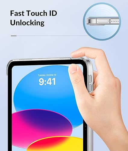 Miniatura 3 de MoKo Funda para iPad de 10 generación 2022, iPad 10.9 con cubierta trasera de TPU suave translúcida esmerilada, funda protectora delgada con función